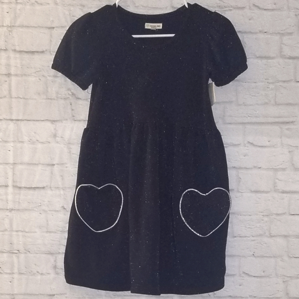 NWT Tucker + Tate Navy Blue Sparkle Dress Heart Pockets Sewn on Front, G…